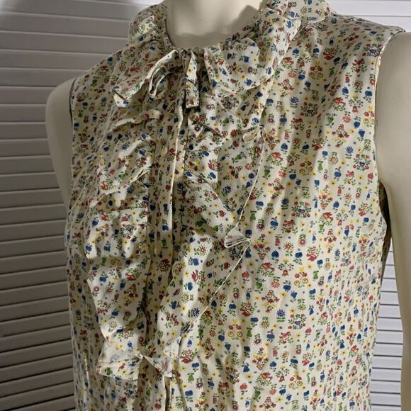 Vintage 1940’s Ruffle Button Down Sleeveless Blouse - Picture 6 of 16
